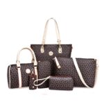 Fish bone patterned bun mother bag six piece set, single shoulder diagonal cross portable bun mother bag - imagine 11