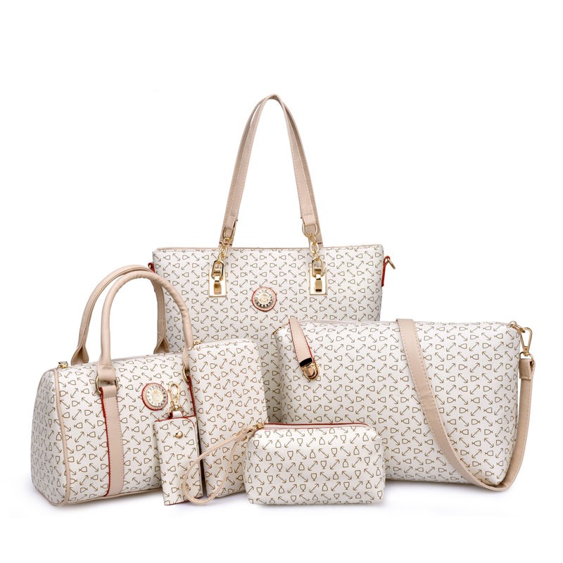 556935200 Fish bone patterned bun mother bag six piece set, single shoulder diagonal cross portable bun mother bag - imagine 1