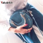 Mini PU Leather Handbag One Shoulder Cross-body Bag Small Round Package Women bag Messenger Bags - imagine 3
