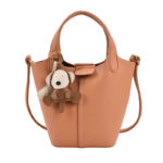 New Trendy Handbag Simple Stitched Shoulder Bag Lychee Pattern Bucket Bag Female Foreign Style Messenger Bag - imagine 2