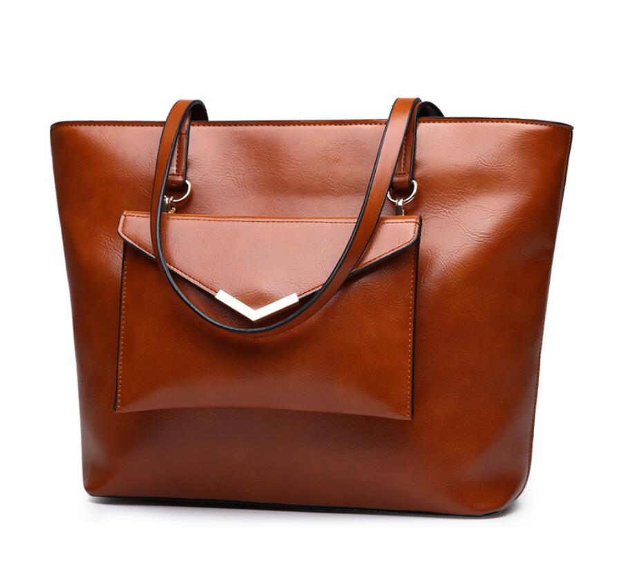 556936355 Oil wax leather mother bag two-piece handbag shoulder bag ladies bag - imagine 1
