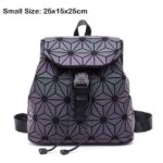 Women Backpack Luminous Geometric Plaid Sequin Female Backpacks For Teenage Girls Bagpack Drawstring Bag Holographic Backpack - imagine 14