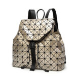 Women Backpack Luminous Geometric Plaid Sequin Female Backpacks For Teenage Girls Bagpack Drawstring Bag Holographic Backpack - imagine 8