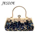 Women Fashion Clutch Purse Sequin Elegant Black Evening Bags Ladies Rhinestone Wedding Party Clutch Handbag Chain Shoulder Bags - imagine 5