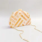 Half Room Geometric Pearl Acrylic Box Clutch Striped Luxury Designer Purse And Handbag Lady Casual Shoulder Evening Party Bags - imagine 7