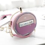 Round Letter Printed Perfume Bottle Pu Leather Casual Handbag Chain Purse Shoulder Bag