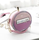 Round Letter Printed Perfume Bottle Pu Leather Casual Handbag Chain Purse Shoulder Bag