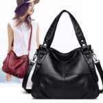 Middle-aged and elderly women's mother bag large capacity shoulder crossbody handbag sheepskin soft leather bag - imagine 9