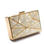 New Pearly Shell Pieces Hardware Frame Stitching Dinner Bag One Shoulder Messenger Bag