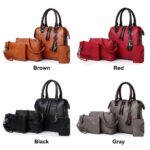 ValenKuci Leather Shoulder Messenger Bag Tote Bag Bolsa 4pcs/Set Women Composite Bag High Quality Ladies Handbag Female set bag - imagine 3