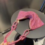 New Rhinestone Underarm Bag Inlaid With Diamonds Full Diamond Handbag Pink Bag Hand Carry Small Bag Women's Bag - imagine 7