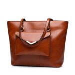 Oil wax leather mother bag two-piece handbag shoulder bag ladies bag - imagine 3