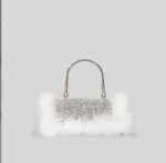 New Mink Fur Diamond Dinner Clutch Bag Full Stones Fur Shoulder Bags Autumn and Winter New Purses Crossbody Bag - imagine 6