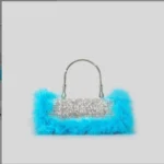 New Mink Fur Diamond Dinner Clutch Bag Full Stones Fur Shoulder Bags Autumn and Winter New Purses Crossbody Bag - imagine 9