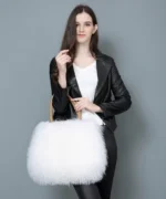 Real Mongolian Fur Bags Australian Beach Wool Fur Shoulder Bag Ladies Tibet Lamb Fur Wrist Bag Large Capacity - imagine 10