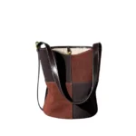 Plaid Suede Woman Bucket Bag 2pcs Set Elegant Female Shoulder Purse Large Capacity Vintage Ladies Crossbody Hobo Bag - imagine 7