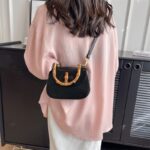 Handheld bamboo bag women's shoulder bag retro saddle bag - imagine 9