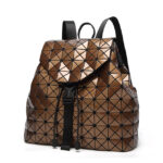 Women Backpack Luminous Geometric Plaid Sequin Female Backpacks For Teenage Girls Bagpack Drawstring Bag Holographic Backpack - imagine 7