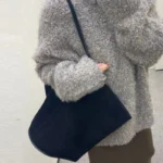 Faux Suede Frosted Tote Bags For Women Luxury Designer Handbags And Purses 2023 New In Vintage Large Capacity Shoulder Bucket - imagine 5