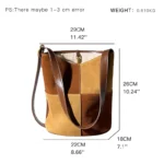 Plaid Suede Woman Bucket Bag 2pcs Set Elegant Female Shoulder Purse Large Capacity Vintage Ladies Crossbody Hobo Bag - imagine 2
