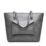 Oil wax leather mother bag two-piece handbag shoulder bag ladies bag - imagine 4