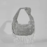 Fashion Tassel Rhinestone Women Handbags Designer Knotted Handle Hand Bags Luxury Diamonds Evening Party Purses Lady Clucth Bags - imagine 4