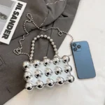 Fashionable mini lipstick bag trendy and versatile pearl chain crossbody bag - imagine 6