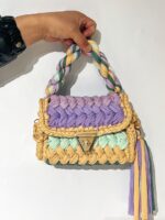 Hand woven bag crochet bag shoulder bag women's Fried Dough Twists portable tassel bag - imagine 12