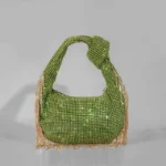 Fashion Tassel Rhinestone Women Handbags Designer Knotted Handle Hand Bags Luxury Diamonds Evening Party Purses Lady Clucth Bags - imagine 9