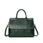 lady elegant real leather handbag for OL office commuter one shoulder bag women aligator black grey green red top-handle bag - imagine 9