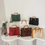 High Quality Leather Shoulder Bag For Women Luxury Alligator Handbag Designer Women Bag Retro Bamboo Handle Tote Bag Female - imagine 4