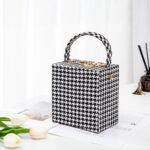 With Code Lock Houndstooth Box Shoulder Bag New Elegant Korean Purses And Handbags Female Big Square Crossbody Retro Bag - imagine 7