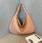 Women Large Leather Hobo Bag Handmade Woven Casual Female Handbag Big Capacity Patchwork Zipper Women Shoulder Bags - imagine 16