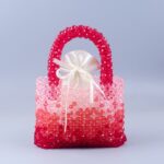 Handmade beaded woven crystal bead handbag gradient red small square bag fashionable and versatile women handbag - imagine 5