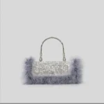 New Mink Fur Diamond Dinner Clutch Bag Full Stones Fur Shoulder Bags Autumn and Winter New Purses Crossbody Bag - imagine 4