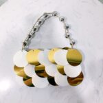 Pearl beaded disc bag platinum sequin handmade beaded handbag for women - imagine 3