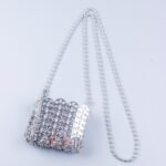 Metal sequins large capacity mobile phone crossbody chain bag diy handmade bag women fashion trend bag - imagine 6