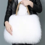 Real Mongolian Fur Bags Australian Beach Wool Fur Shoulder Bag Ladies Tibet Lamb Fur Wrist Bag Large Capacity - imagine 6