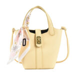 Women's Bag New Lychee Pattern Shoulder Bag Silk Scarf Shoulder Bag Female Small Fresh Messenger Bag Lock Buckle Bucket Bag - imagine 5