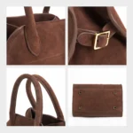 Genuine Leather Women Large Tote Bag Luxury Design Large Capacity Travel Bag Vintage Suede Handbags Crossbody Bag - imagine 4