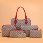 Women's Handbags Female Shoulder Messenger Bag PU leather High Quality Retro 6-piece Set - imagine 9