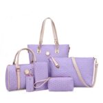 Fish bone patterned bun mother bag six piece set, single shoulder diagonal cross portable bun mother bag - imagine 8