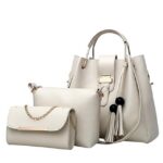 Laamei 3Pcs/Sets Women Handbags Leather Shoulder Bags Female Casual Tote Bag Tassel Bucket Purses Handbags Sac Femme - imagine 7