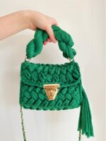 Hand woven bag crochet bag shoulder bag women's Fried Dough Twists portable tassel bag - imagine 7