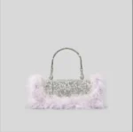 New Mink Fur Diamond Dinner Clutch Bag Full Stones Fur Shoulder Bags Autumn and Winter New Purses Crossbody Bag - imagine 11