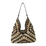 Large capacity woven bag, women's new fashionable single shoulder grass woven bag - imagine 6