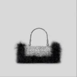 New Mink Fur Diamond Dinner Clutch Bag Full Stones Fur Shoulder Bags Autumn and Winter New Purses Crossbody Bag - imagine 7