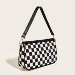 Fashion Personality Commuter All-Match Black And White Contrast Color Checkerboard Underarm Bag Girl Simple Temperament Women's Bag