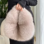 Fashion Soft Plush Half Moon Bags for Women Designer Fluffy Faux Fur Lady Handbags Luxury Small Tote Female Winter Purses - imagine 2