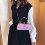 Women Fashion Clutch Purse Sequin Elegant Black Evening Bags Ladies Rhinestone Wedding Party Clutch Handbag Chain Shoulder Bags - imagine 6
